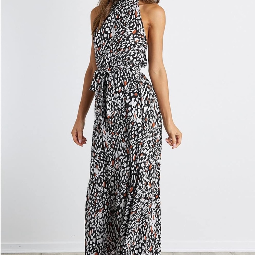 Black and White Halter Maxi Dress